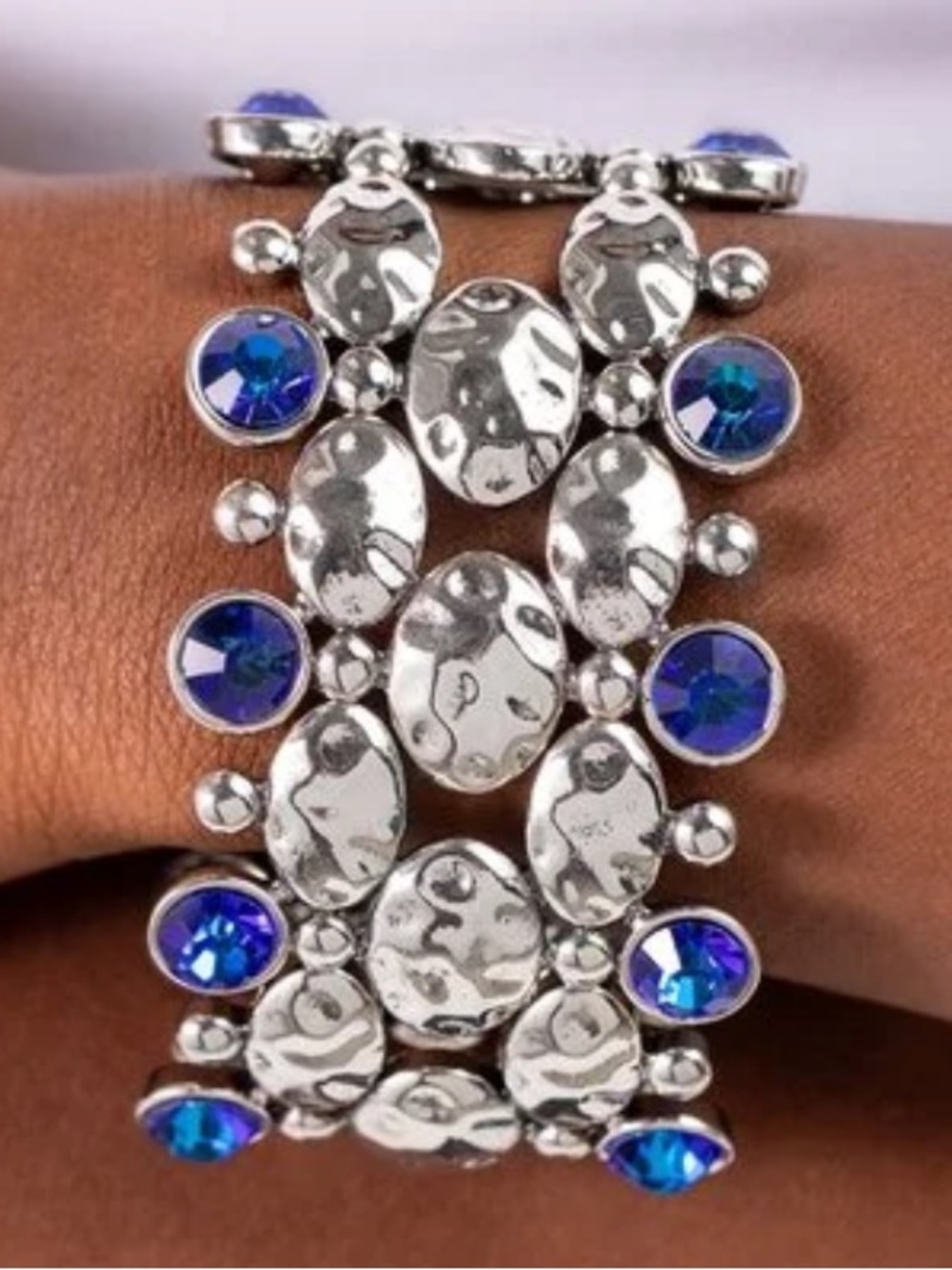 🔵💎🔵 “HAMMERED HEADLINER” BLUE STRETCH BRACELET ~ PAPARAZZI❗️ 🔵💎🔵